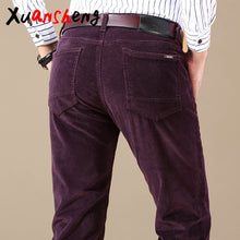 Load image into Gallery viewer, new Corduroy men's casual pants 2019 classic middle-aged business straight stretch casual streetwear brand wine red casual pants
